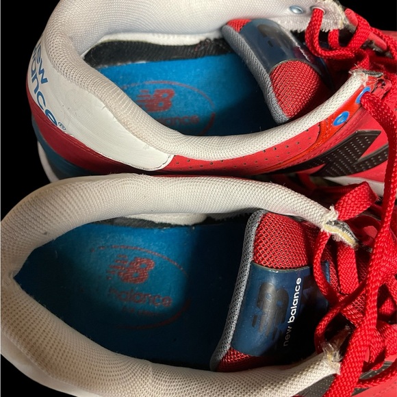 New Balance 574 Red Running Shoes Mens 9 D Red Blue Sneakers Trainers ML574ACC - Picture 7 of 9